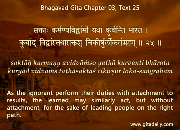 Bhagavad Gita Chapter 03 Text 25