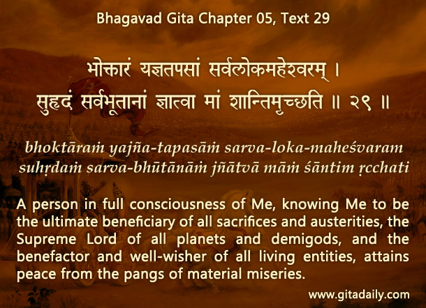 Bhagavad Gita Chapter 05 Text 29