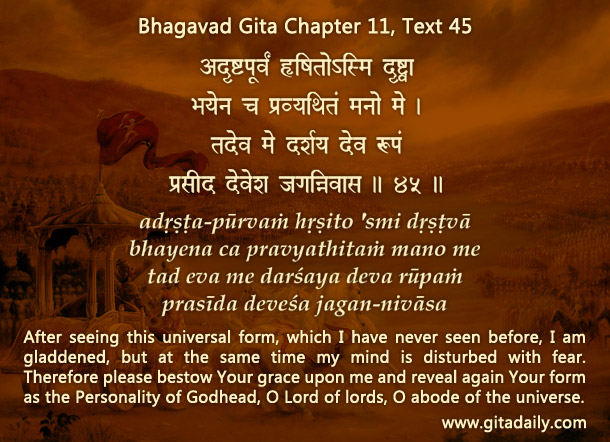 Why Arjuna requests Krishna to stop the revelation of his universal form