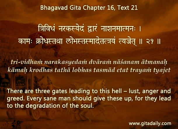 Bhagavad Gita Chapter 16 Text 21