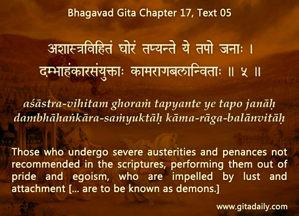 Why Krishna gives an additional description of the demonic in the seventeenth chapter
